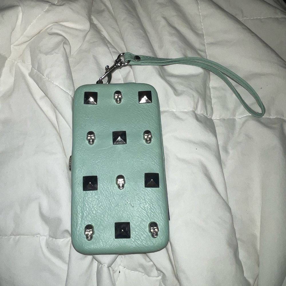 Target Xhilaration Phone Wristlet Case in Mint Green with Stud & Skull Accents